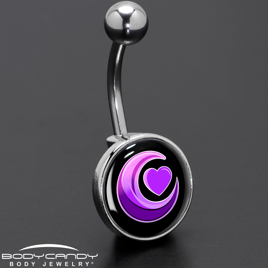 BodyCandy Crescent Moon Heart Belly Ring by Onyx O — size reference