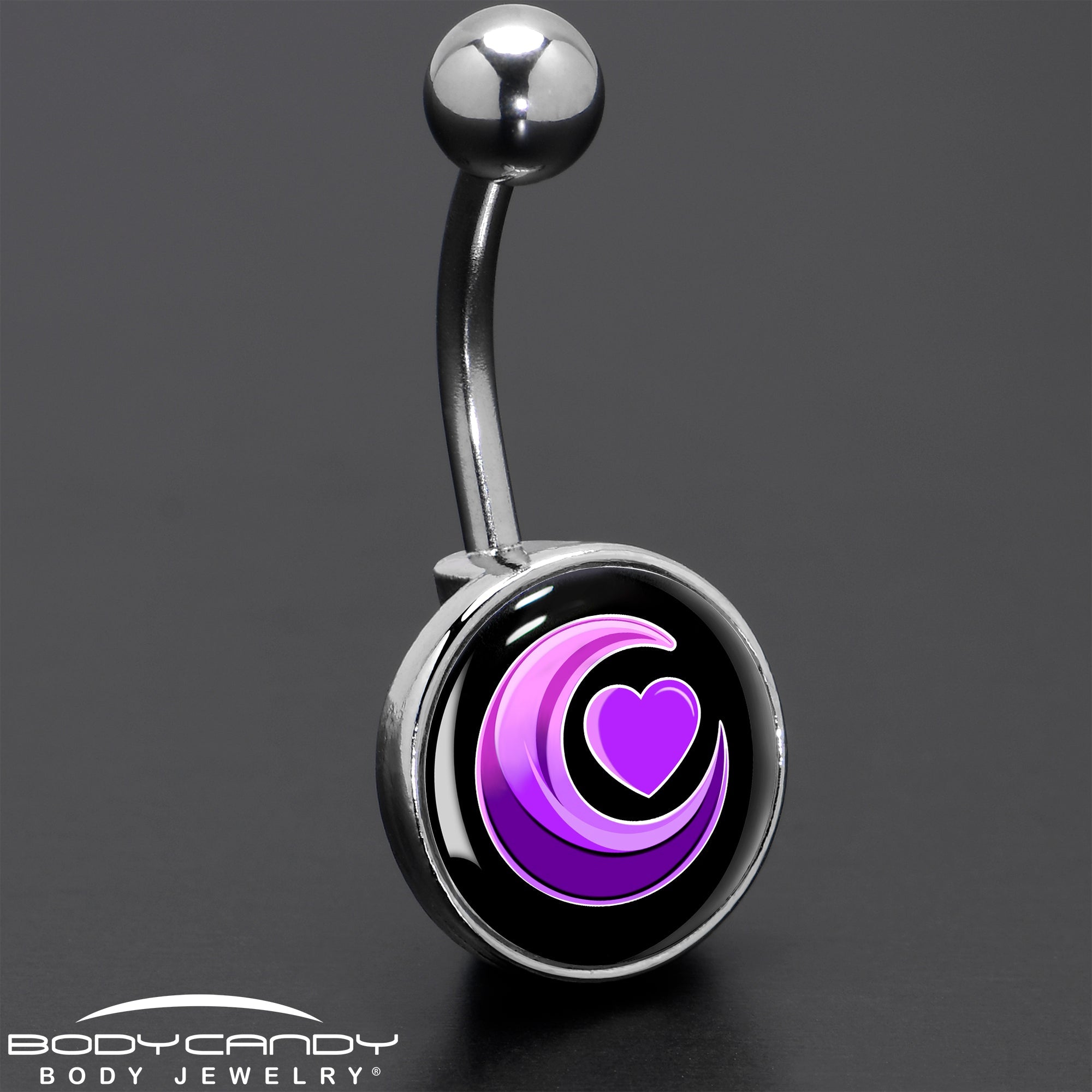 BodyCandy Crescent Moon Heart Belly Ring by Onyx O — size reference