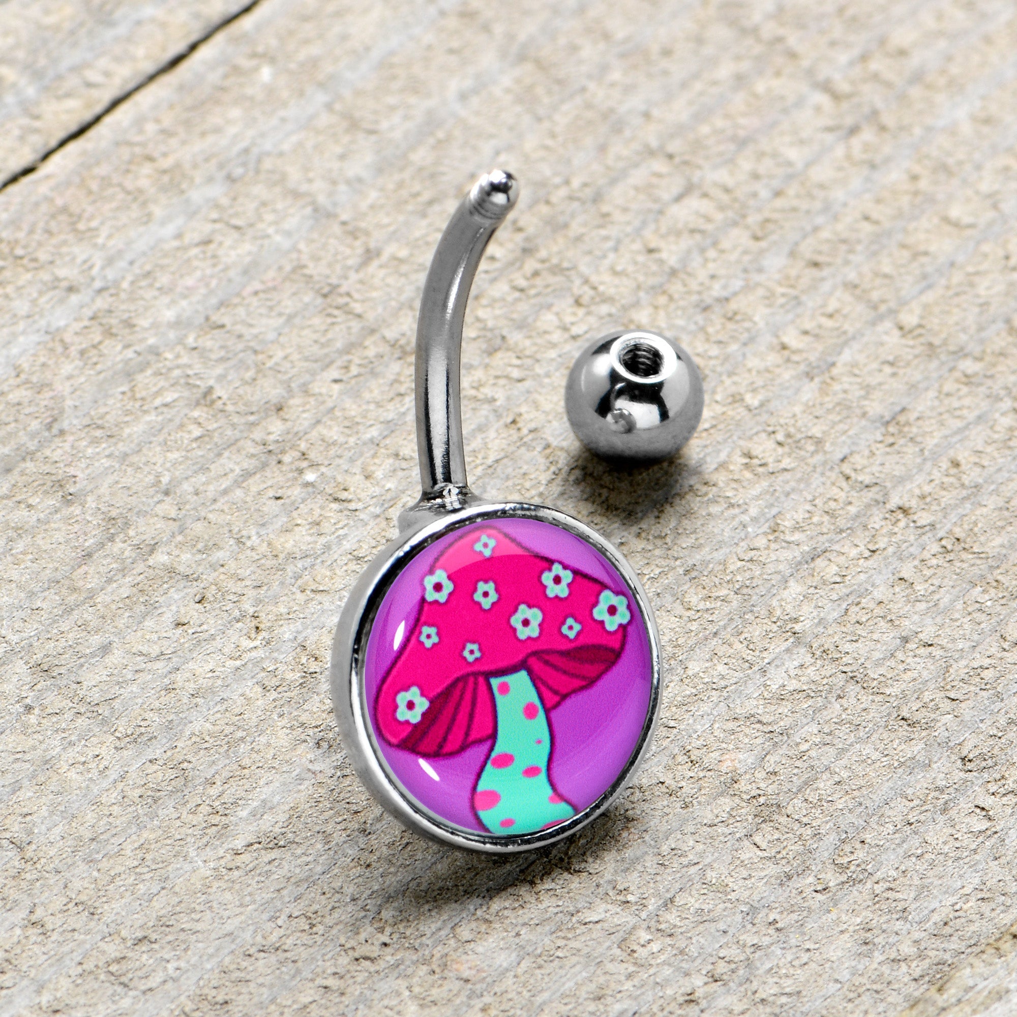 BodyCandy Funky Floral Mushroom Belly Ring by Onyx O — lifestyle context