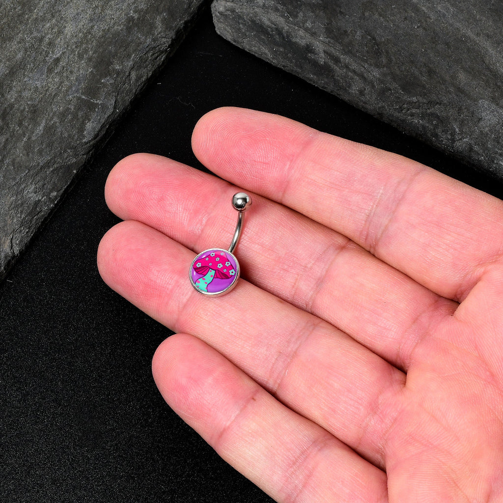 BodyCandy Funky Floral Mushroom Belly Ring by Onyx O — back view