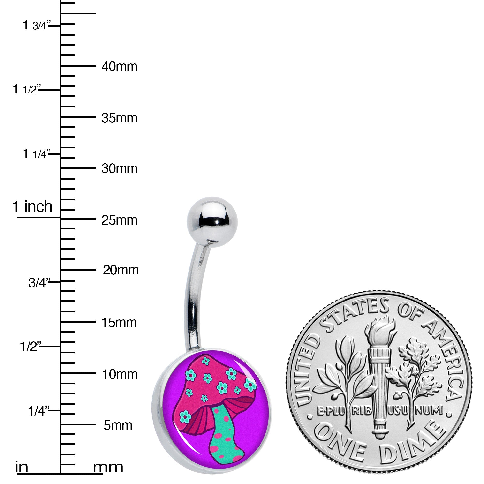 BodyCandy Funky Floral Mushroom Belly Ring by Onyx O — alternative angle