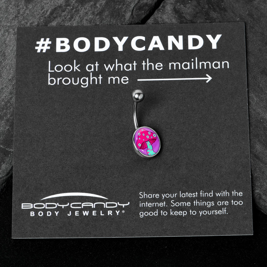 BodyCandy Funky Floral Mushroom Belly Ring by Onyx O — in-use photo