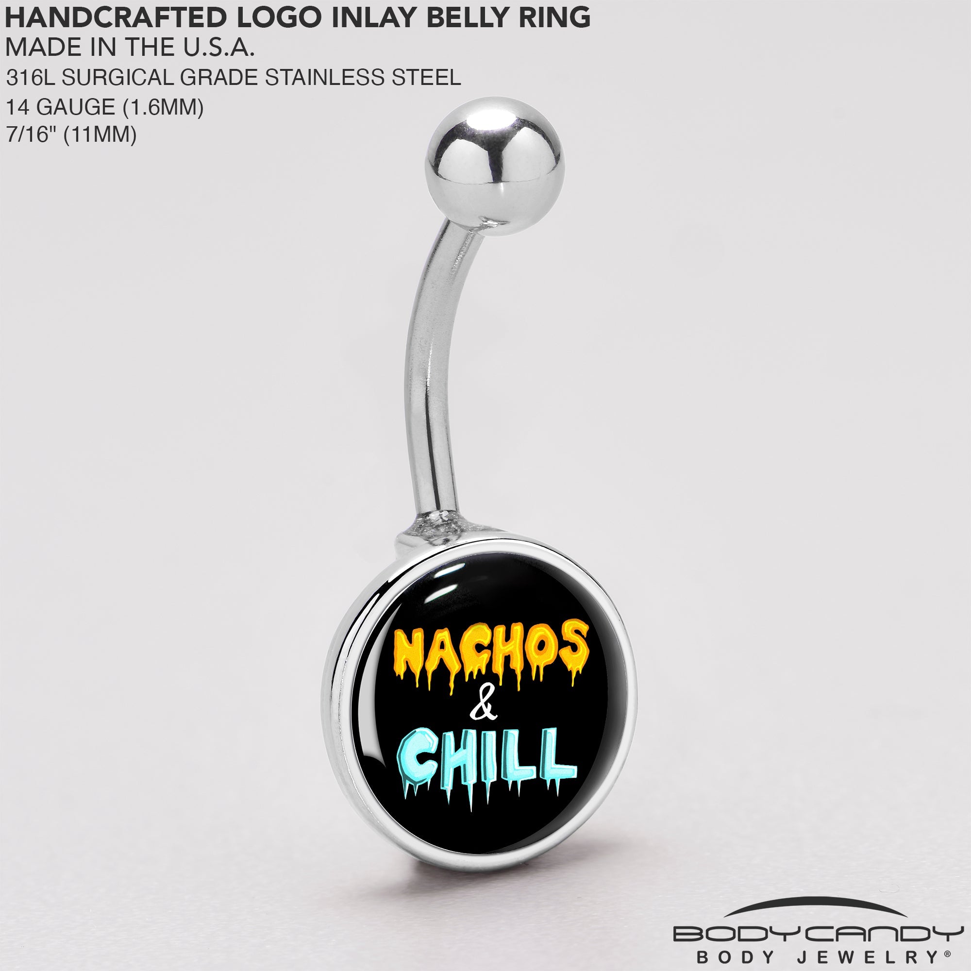 BodyCandy Nachos and Chill Belly Ring by Onyx O — back view
