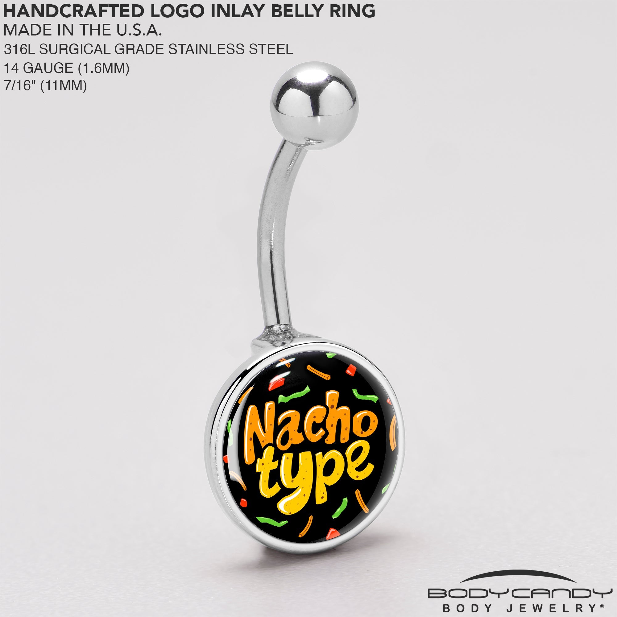 BodyCandy Nacho Type Belly Ring by Onyx O — back view
