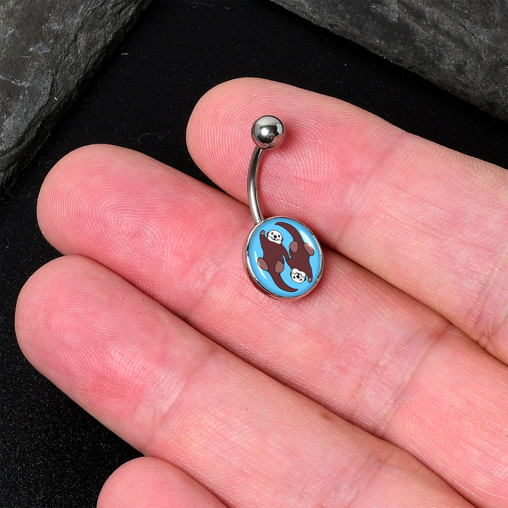 BodyCandy Oh My Otters Animal Belly Ring by Onyx O — detail close-up