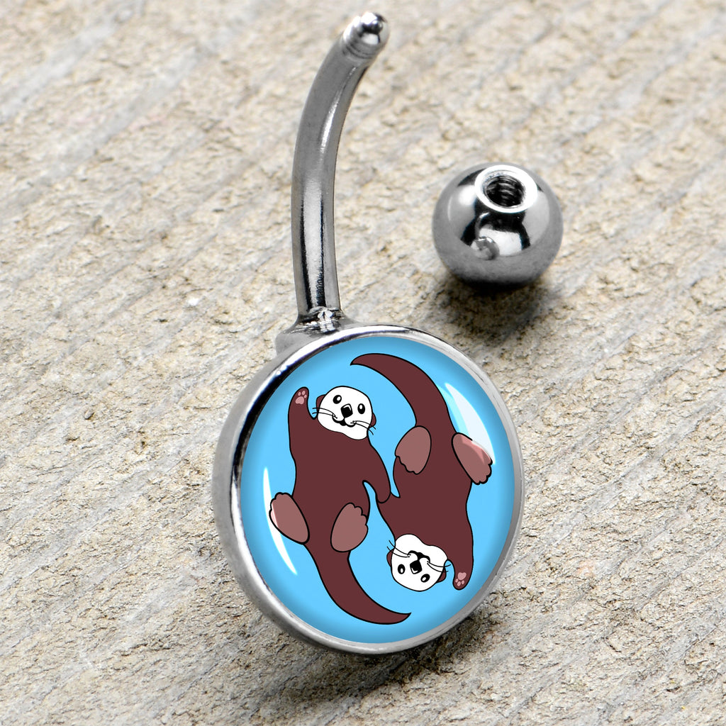BodyCandy Oh My Otters Animal Belly Ring by Onyx O — side view
