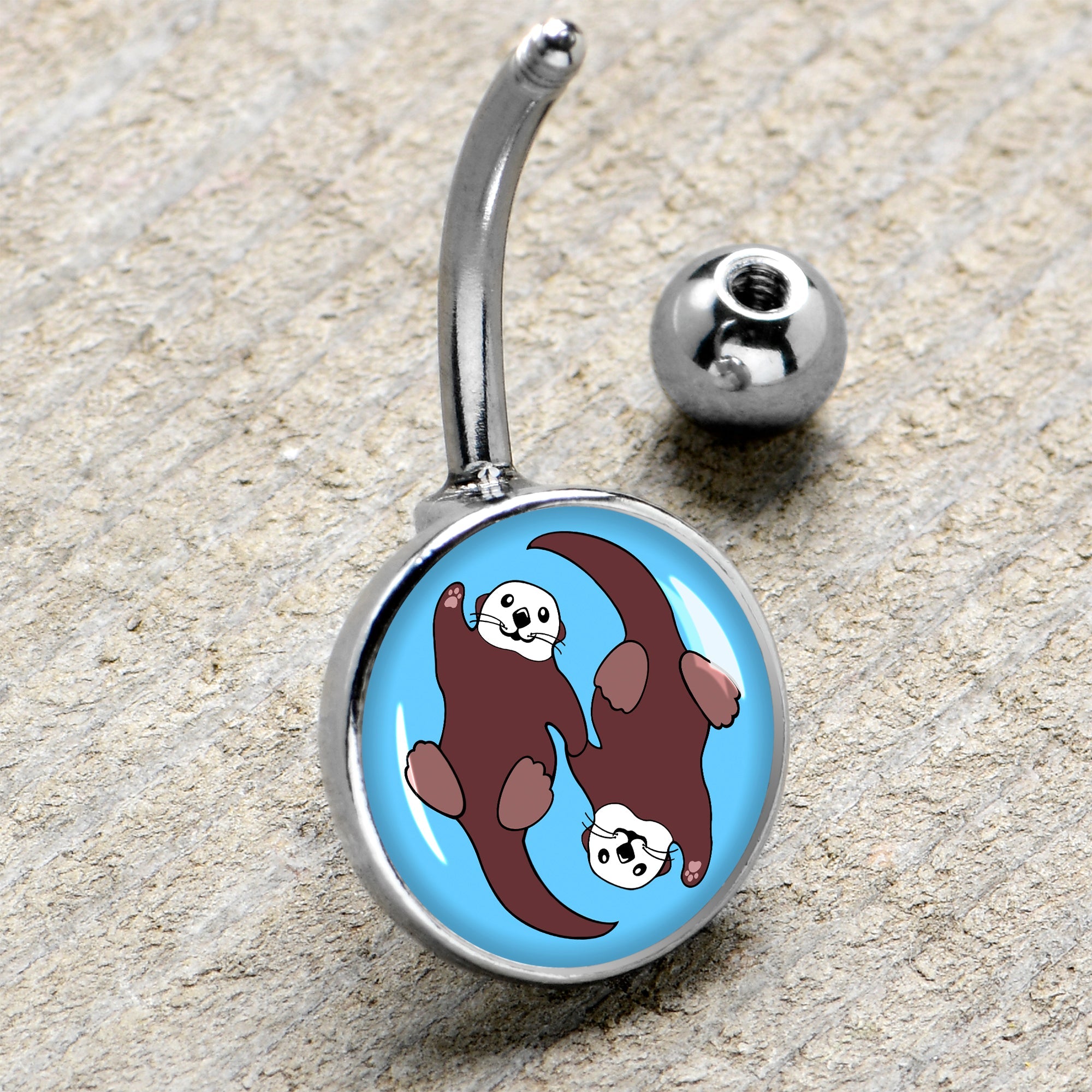 BodyCandy Oh My Otters Animal Belly Ring by Onyx O — side view