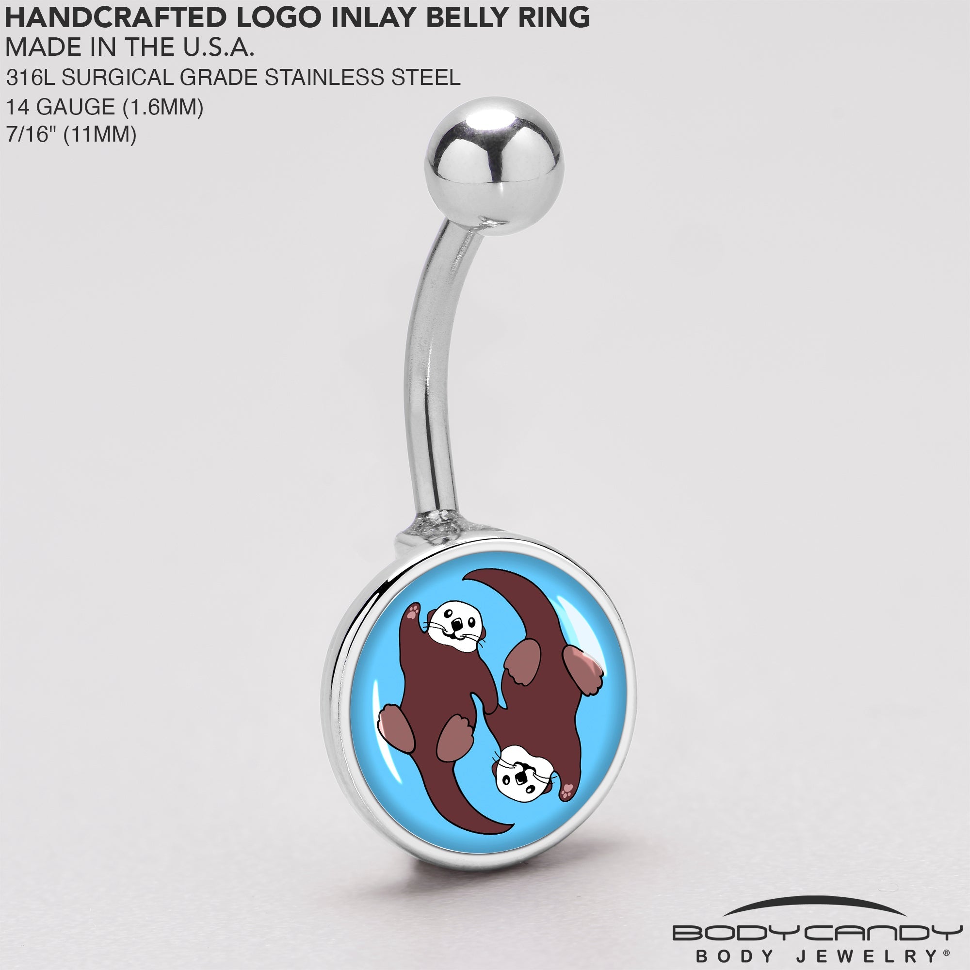 BodyCandy Oh My Otters Animal Belly Ring by Onyx O — back view