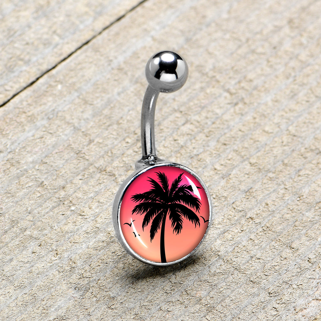 BodyCandy Red Sunset Palm Tree Belly Ring by Onyx O — size reference