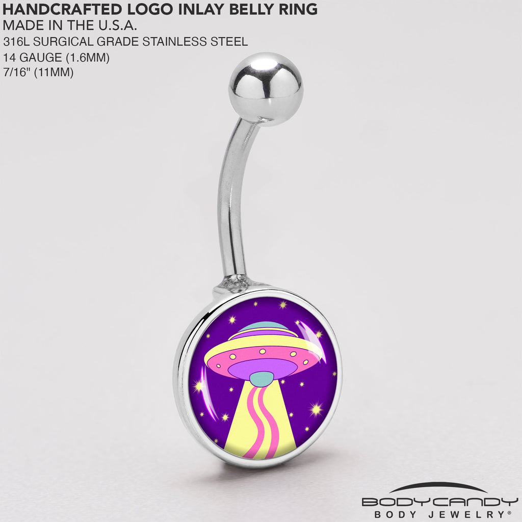 BodyCandy Style Space Invasion UFO Belly Ring by Onyx O — back view