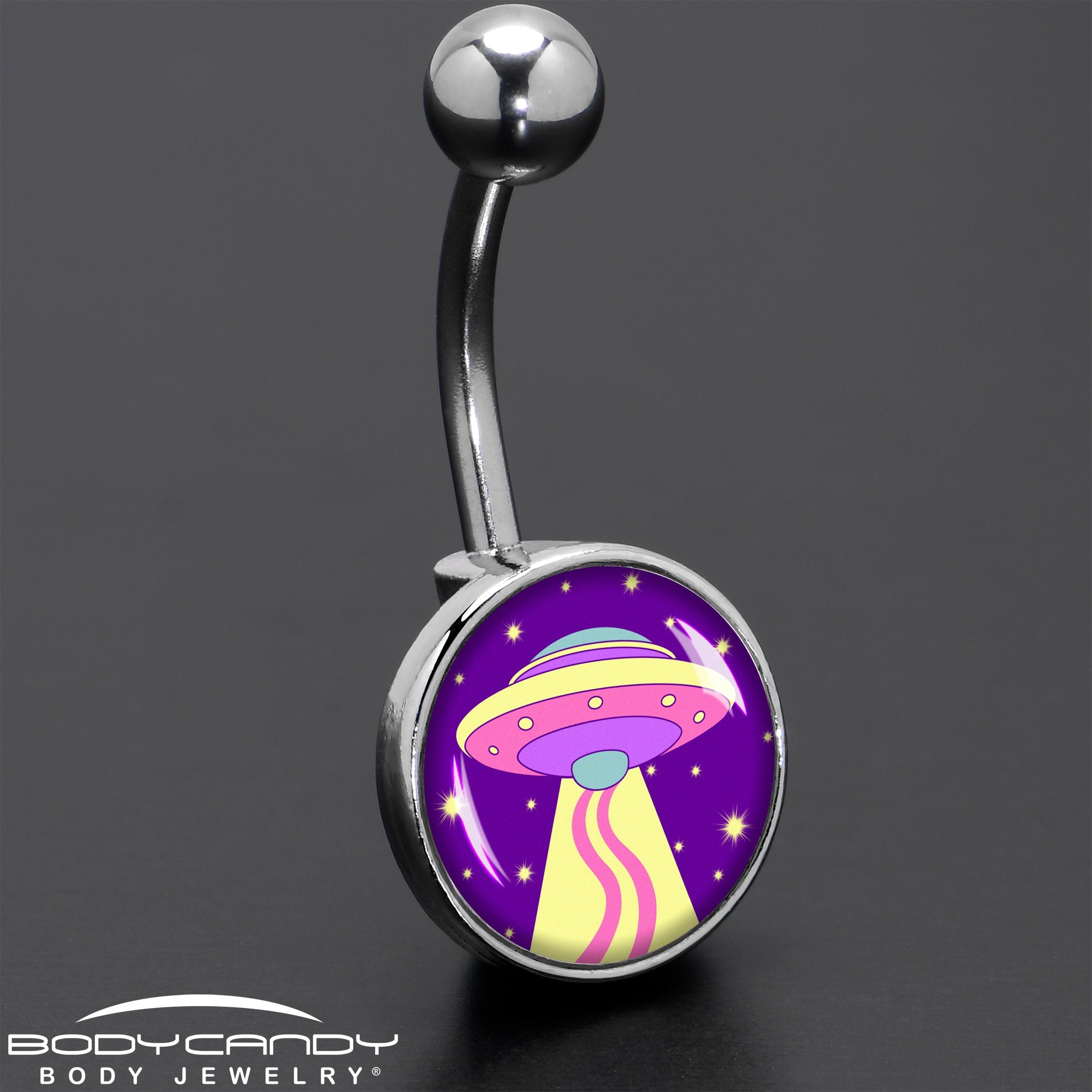 BodyCandy Style Space Invasion UFO Belly Ring by Onyx O — size reference