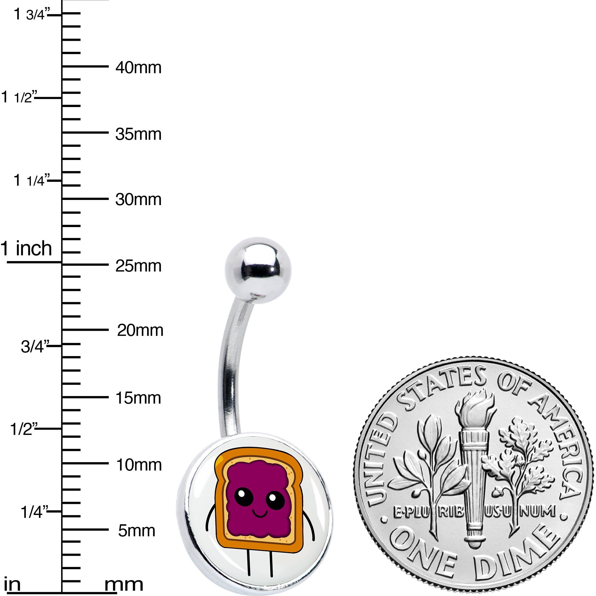 BodyCandy PB and J Peanut Butter and Jelly Sandwich BFF Set of 2 Belly Rings by Onyx O — in-use photo
