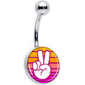 BodyCandy Retro Stripes Peace Sign Fingers Belly Ring by Onyx O — main product shot