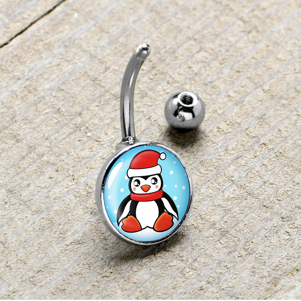 BodyCandy Snowfall Holiday Penguin Belly Ring by Onyx O — lifestyle context