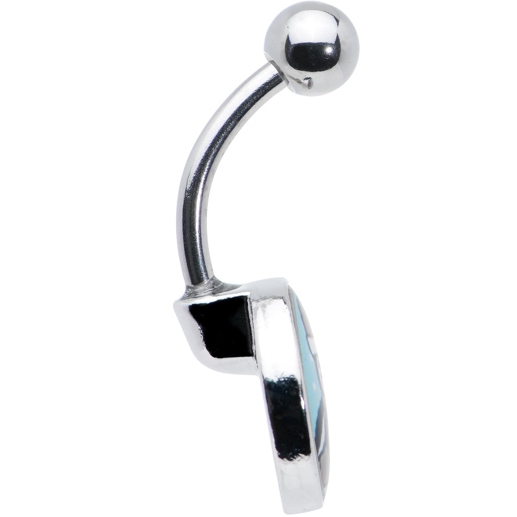 BodyCandy Snowfall Holiday Penguin Belly Ring by Onyx O — side view