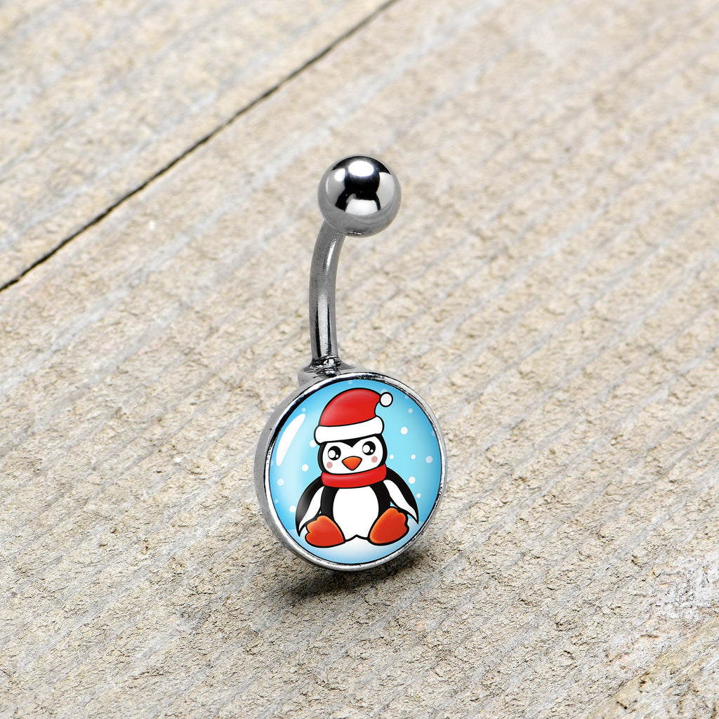 BodyCandy Snowfall Holiday Penguin Belly Ring by Onyx O — size reference
