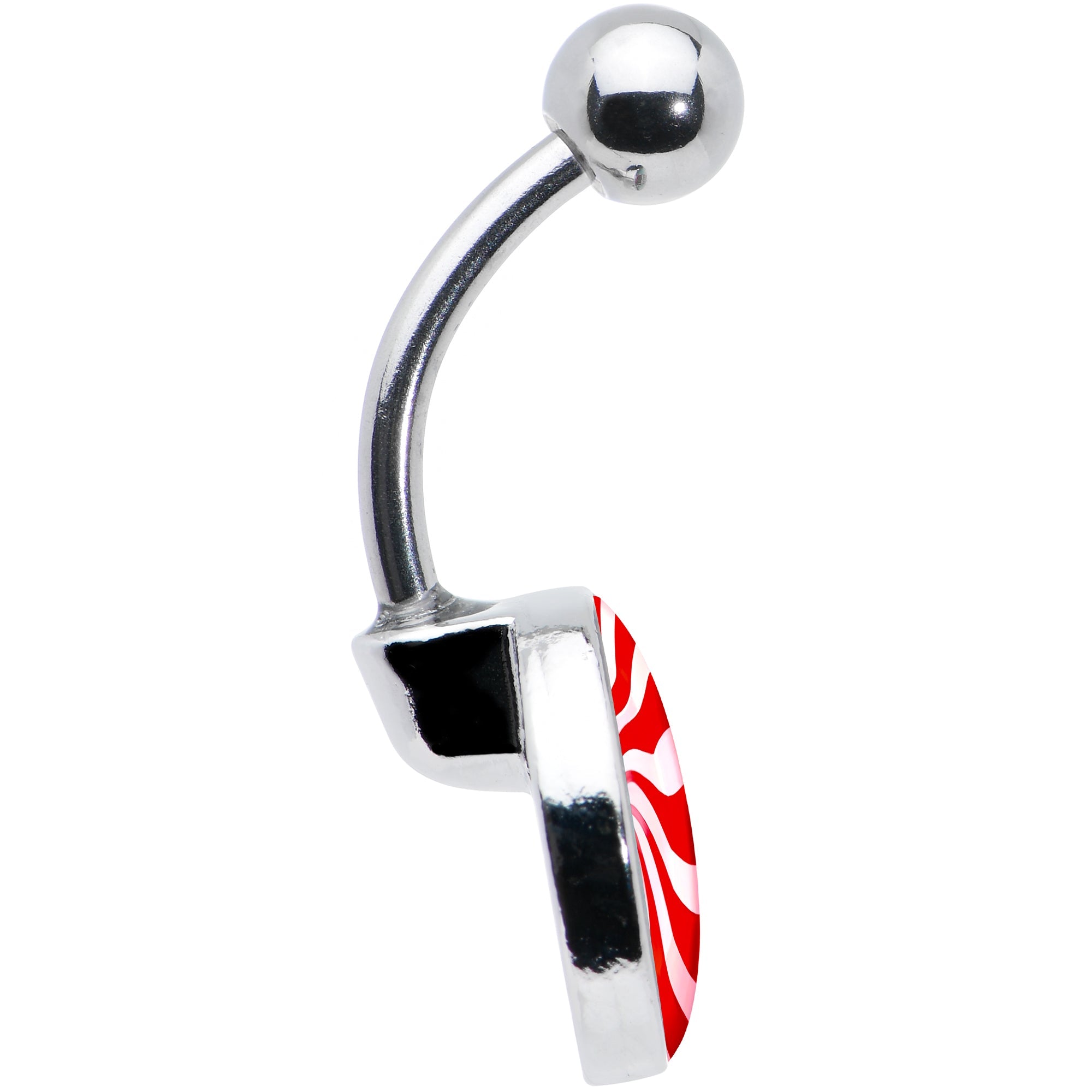 BodyCandy Holiday Peppermint Candy Belly Ring — side view