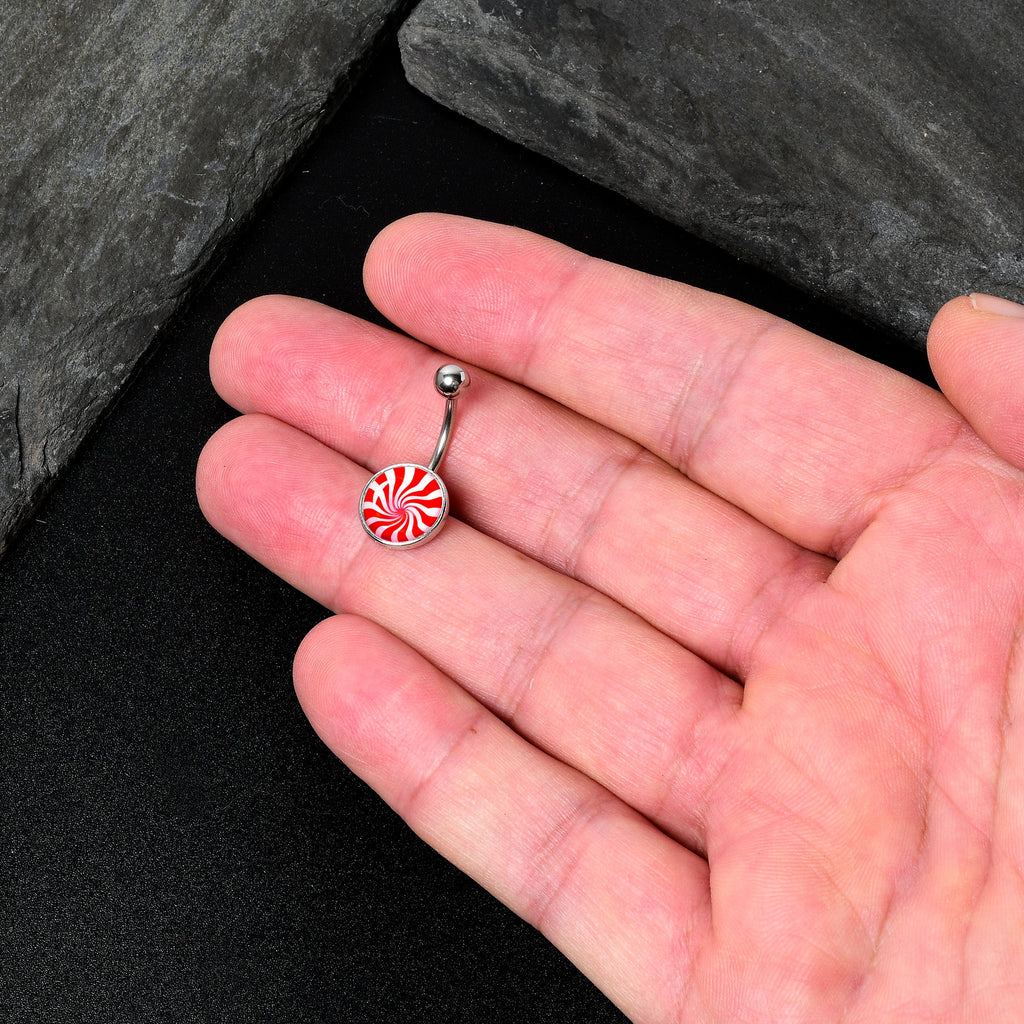 BodyCandy Holiday Peppermint Candy Belly Ring — back view