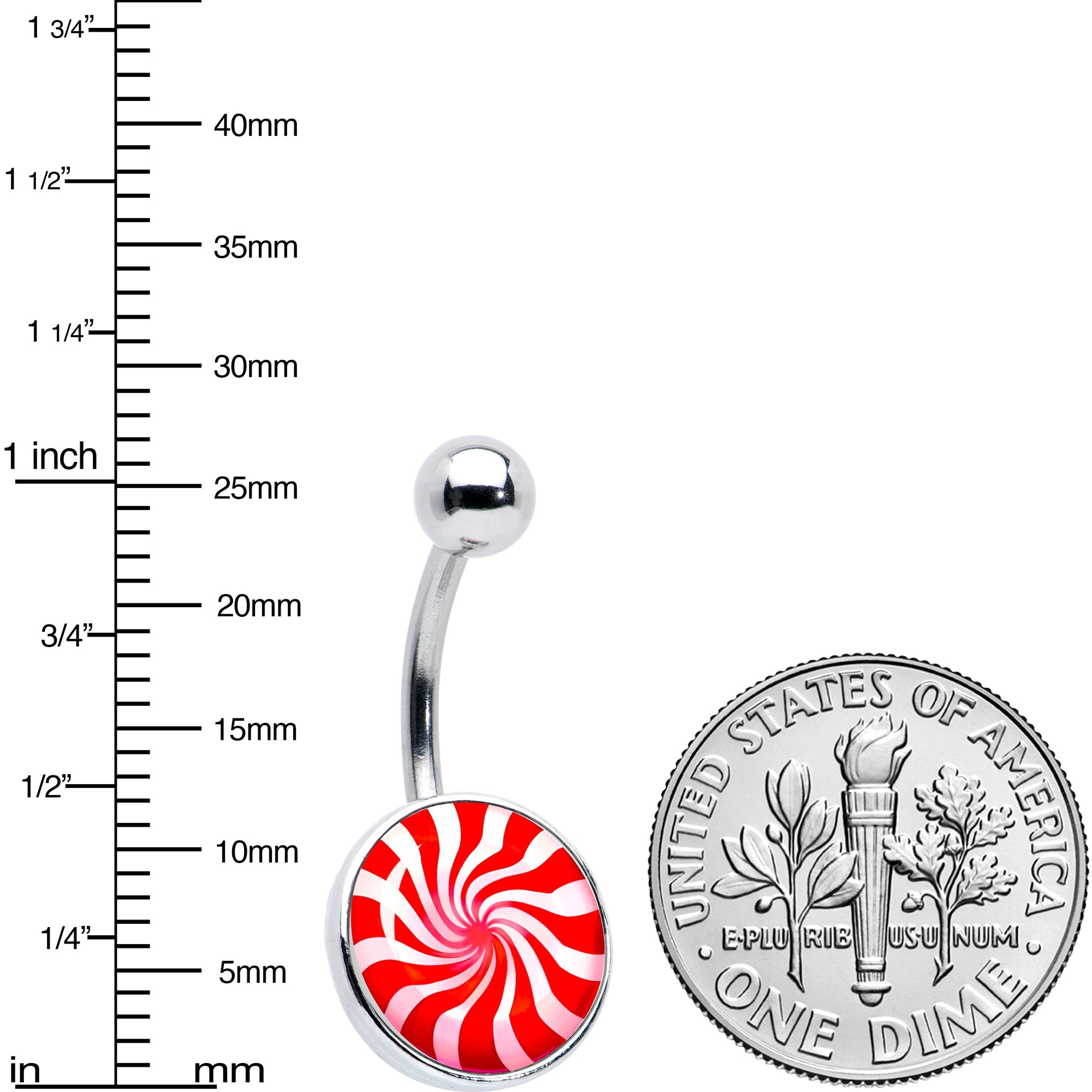 BodyCandy Holiday Peppermint Candy Belly Ring — alternative angle