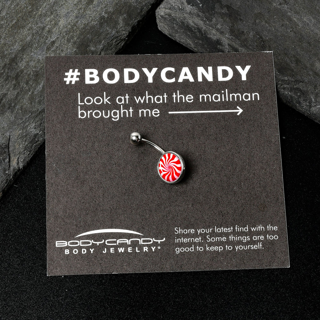 BodyCandy Holiday Peppermint Candy Belly Ring — in-use photo