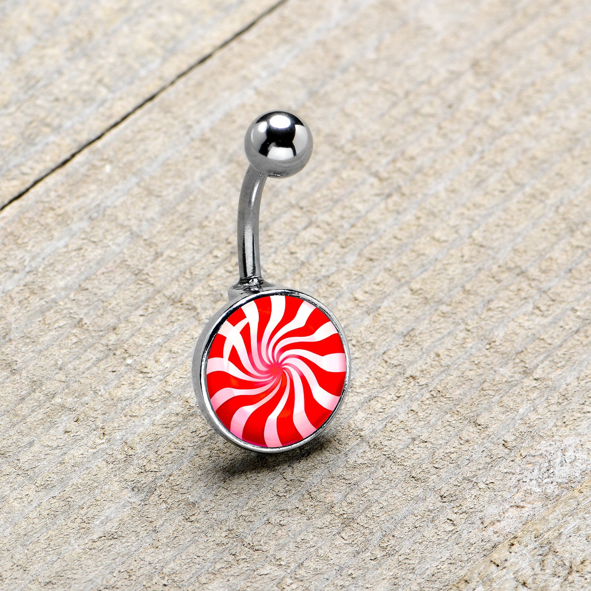 BodyCandy Holiday Peppermint Candy Belly Ring — size reference
