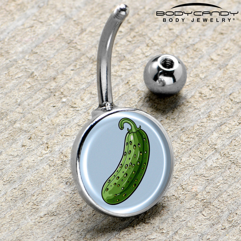 BodyCandy Green Pickle Belly Ring by Onyx O — side view