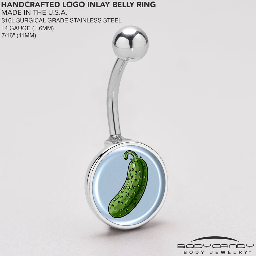 BodyCandy Green Pickle Belly Ring by Onyx O — back view