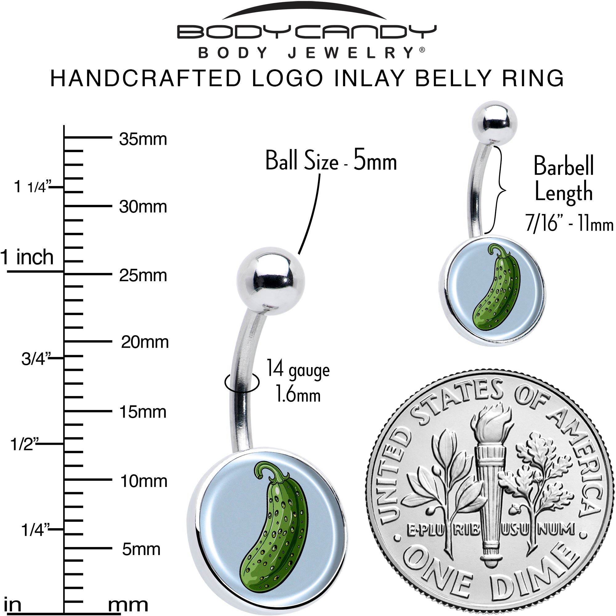 BodyCandy Green Pickle Belly Ring by Onyx O — alternative angle