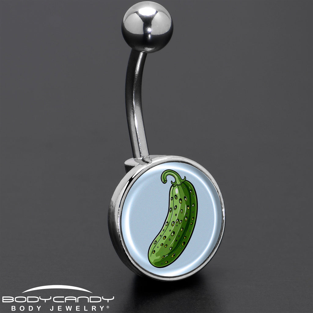 BodyCandy Green Pickle Belly Ring by Onyx O — size reference