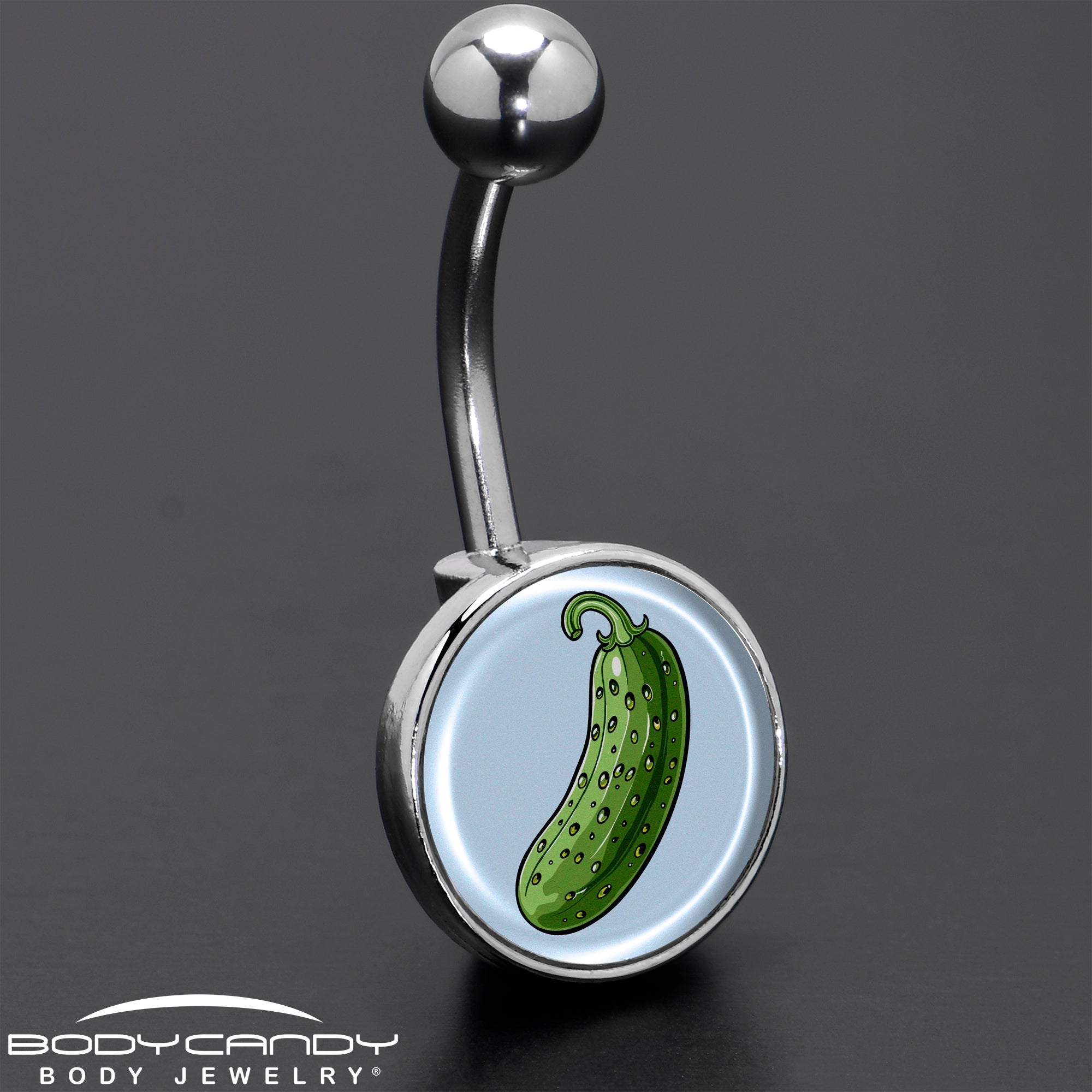 BodyCandy Green Pickle Belly Ring by Onyx O — size reference