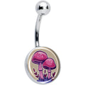 BodyCandy Artist Drawn Pink Mushrooms Belly Ring by Onyx O — main product shot