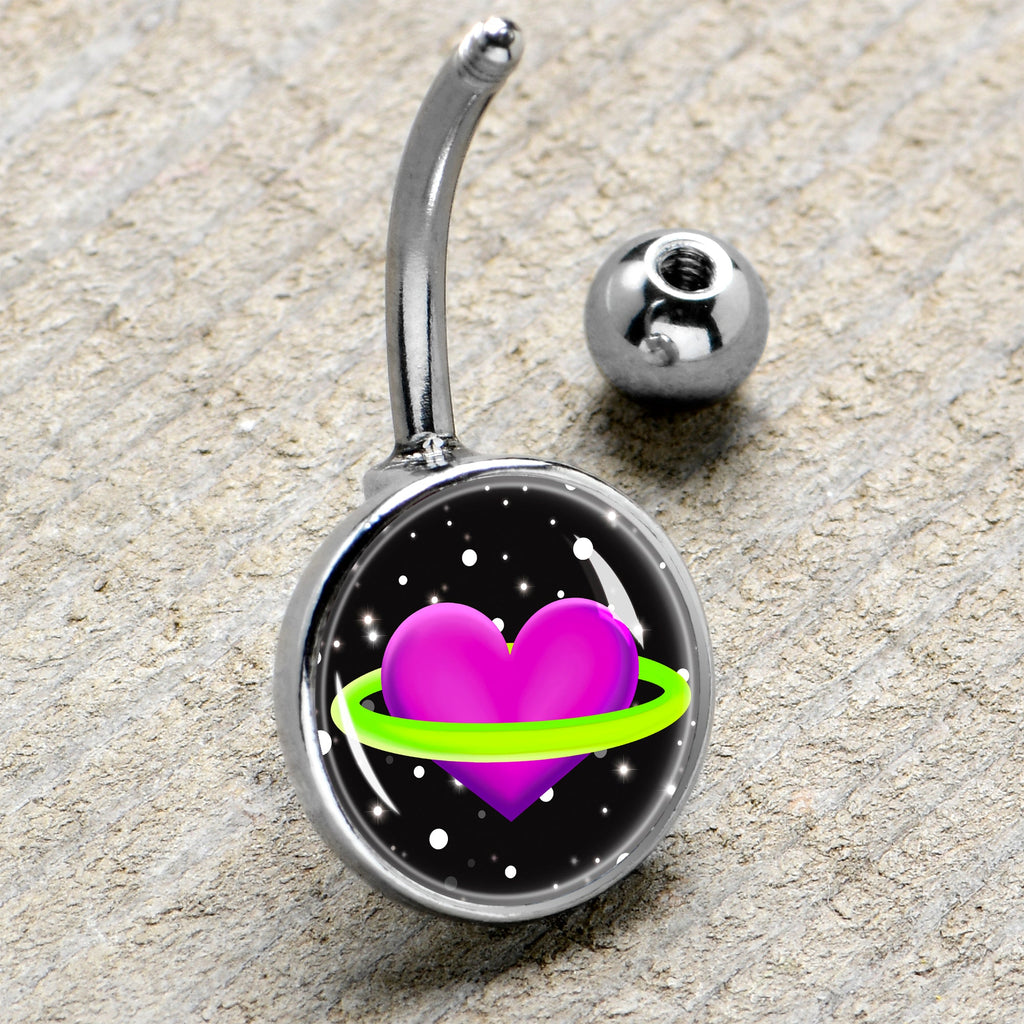 BodyCandy Heart Planet Belly Ring by Onyx O — side view