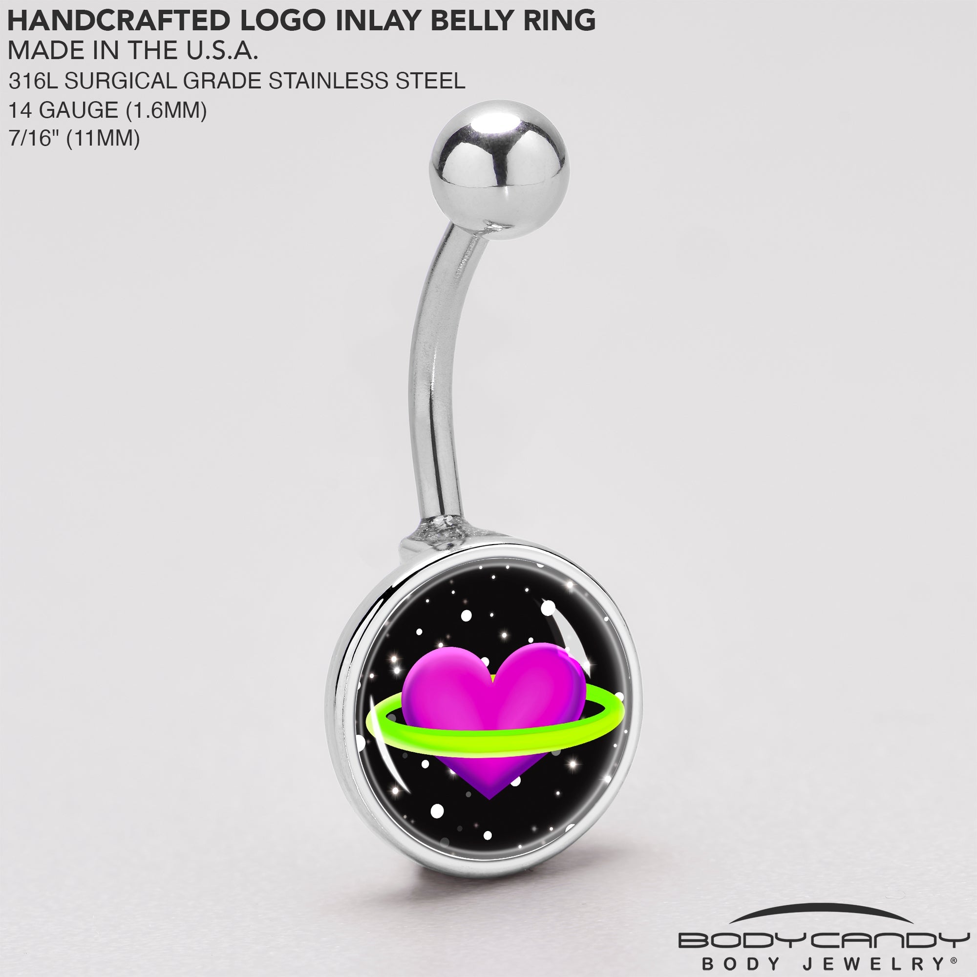 BodyCandy Heart Planet Belly Ring by Onyx O — back view