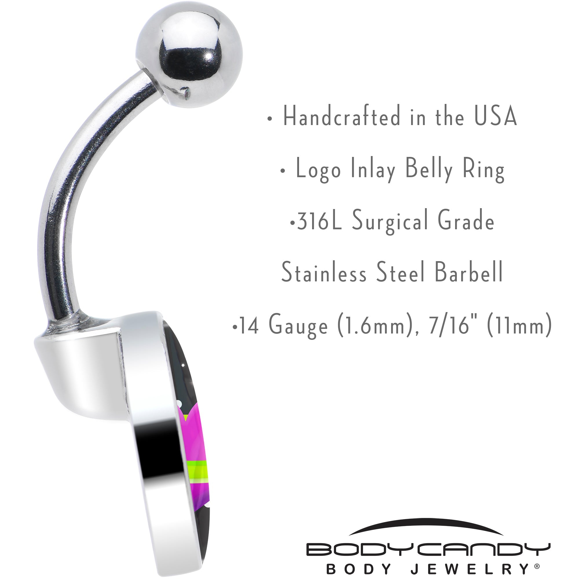 BodyCandy Heart Planet Belly Ring by Onyx O — in-use photo