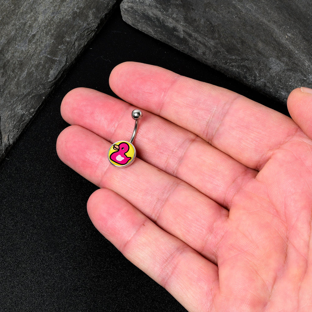 BodyCandy Pink Ducky Belly Ring by Onyx O — back view