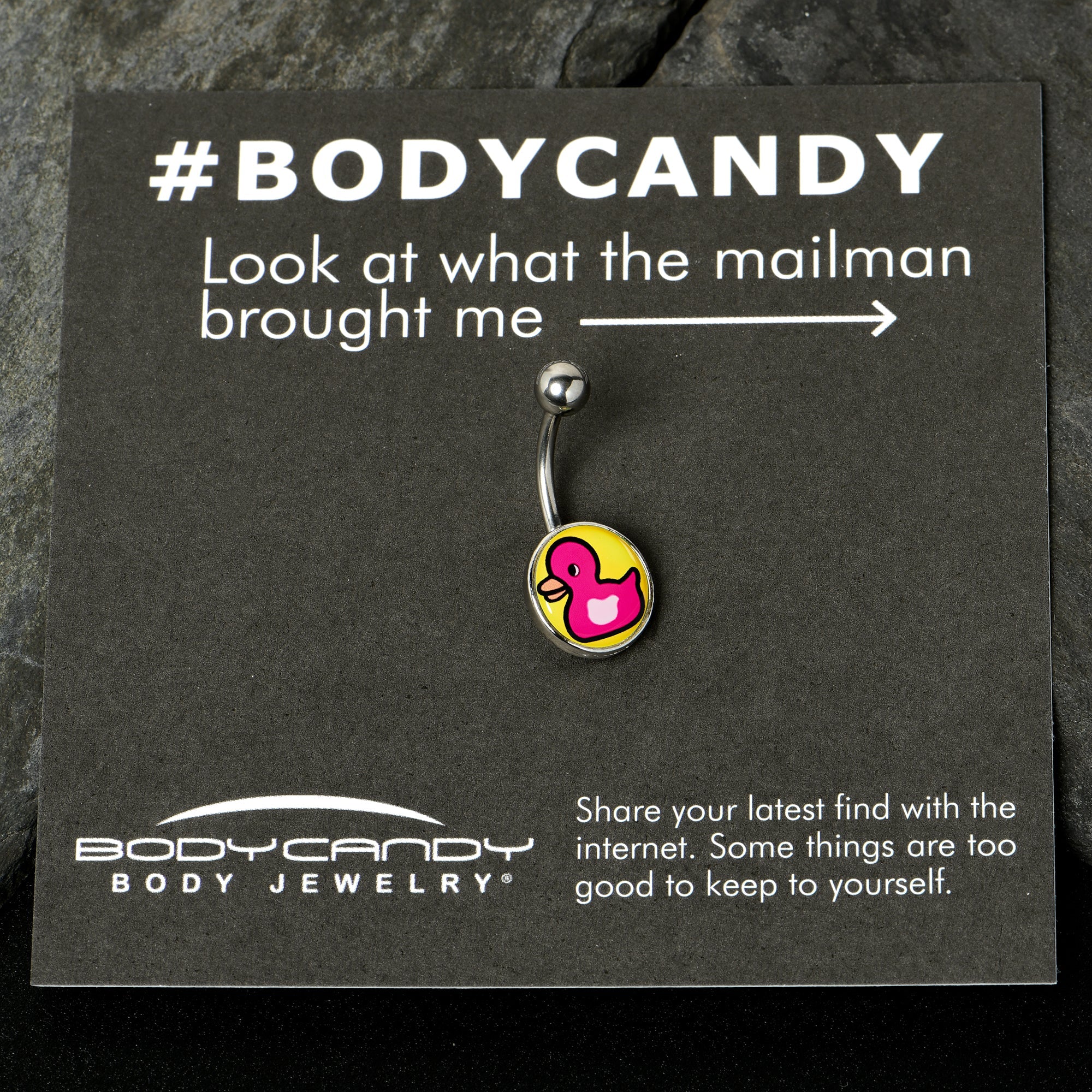BodyCandy Pink Ducky Belly Ring by Onyx O — in-use photo