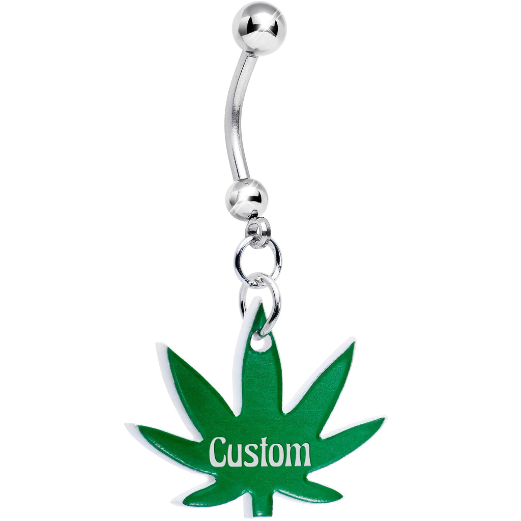 BodyCandy Custom Marijuana Pot Leaf Personalized Dangle Belly Ring — main product shot