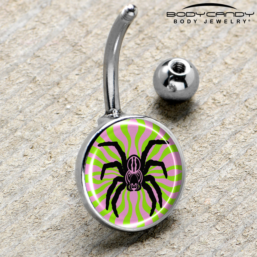 BodyCandy Psychedelic Spider Belly Ring by Onyx O — side view