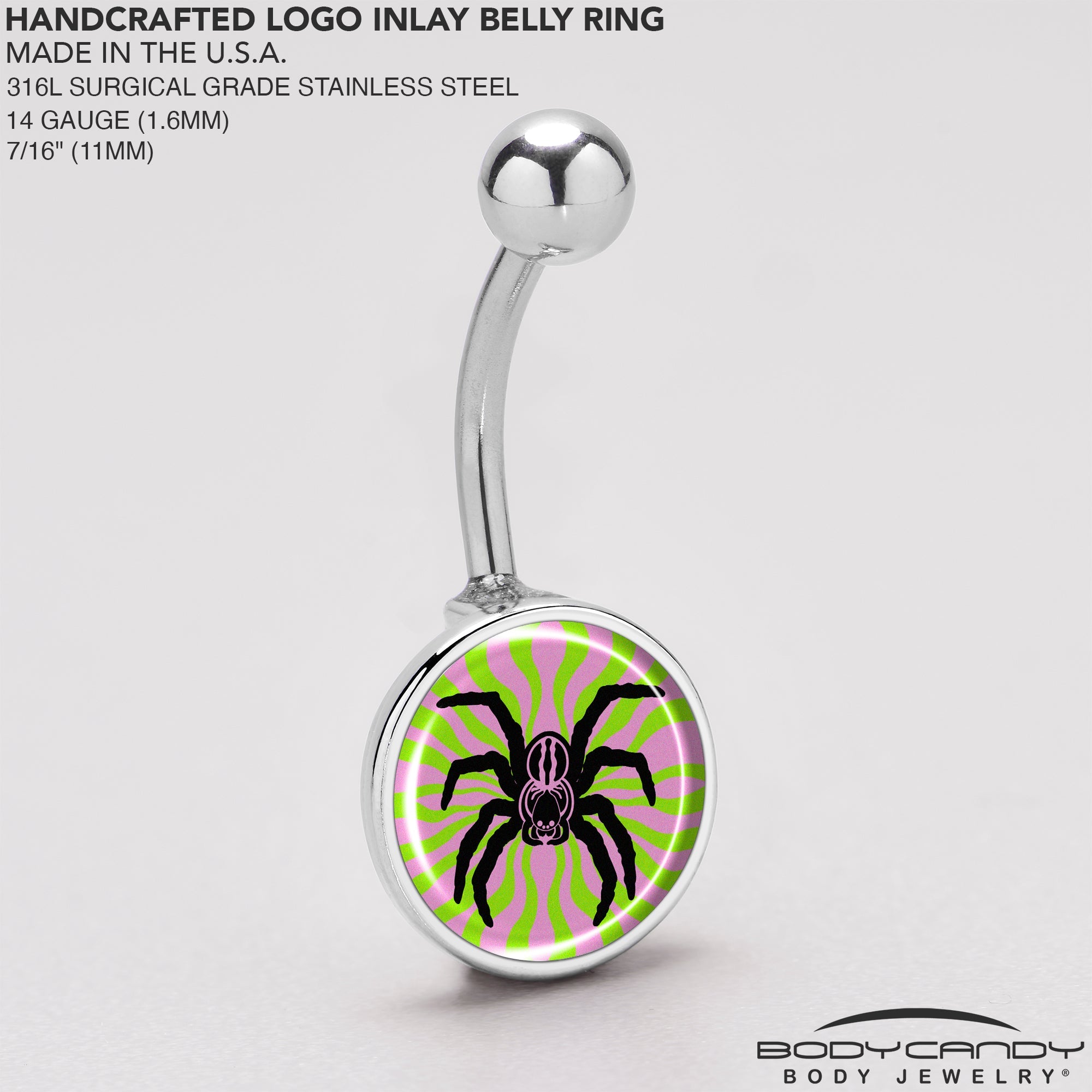 BodyCandy Psychedelic Spider Belly Ring by Onyx O — back view