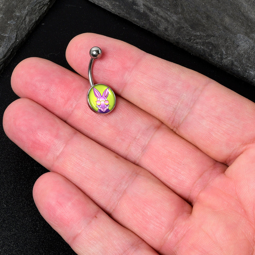 BodyCandy Cool Shades Bunny Belly Ring by Onyx O — detail close-up