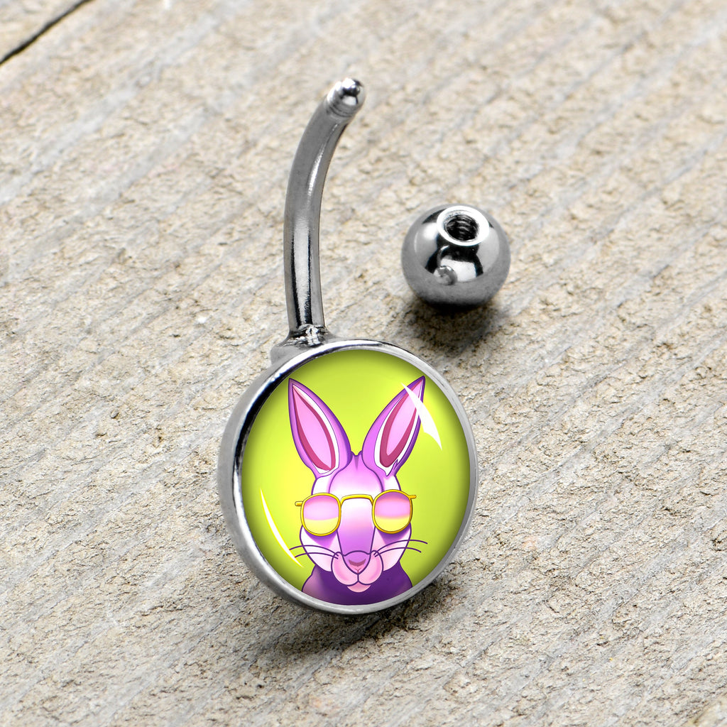 BodyCandy Cool Shades Bunny Belly Ring by Onyx O — side view