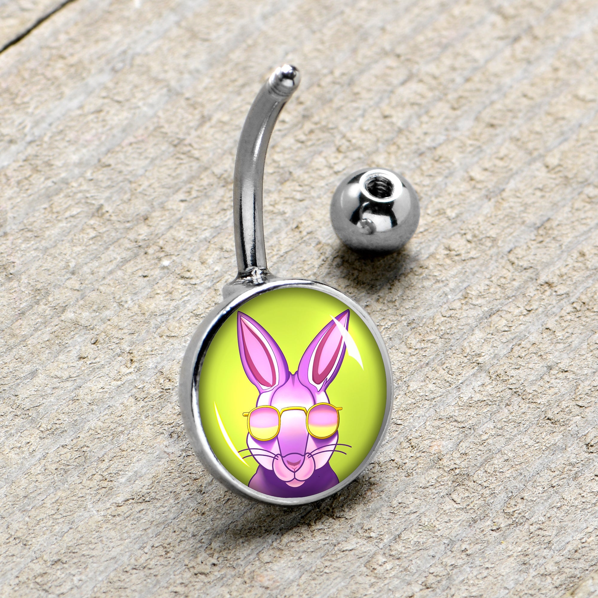 BodyCandy Cool Shades Bunny Belly Ring by Onyx O — side view