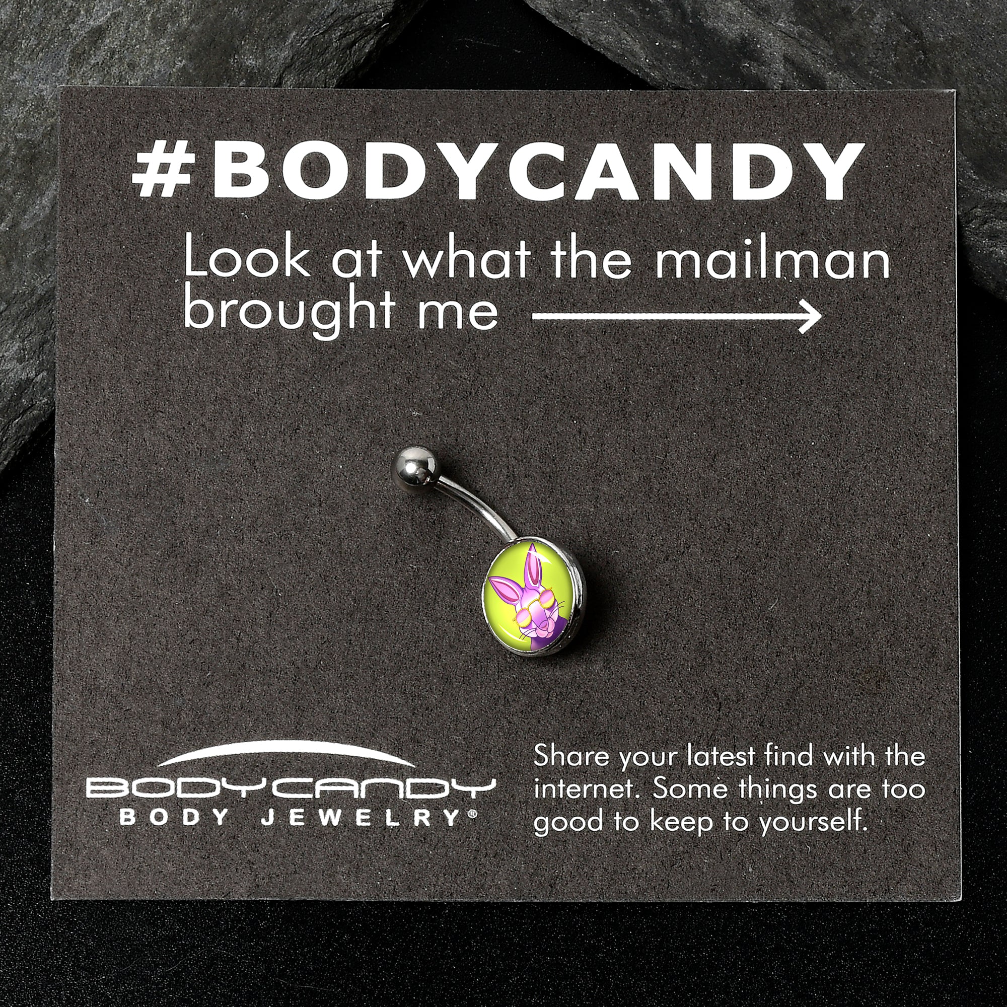 BodyCandy Cool Shades Bunny Belly Ring by Onyx O — back view