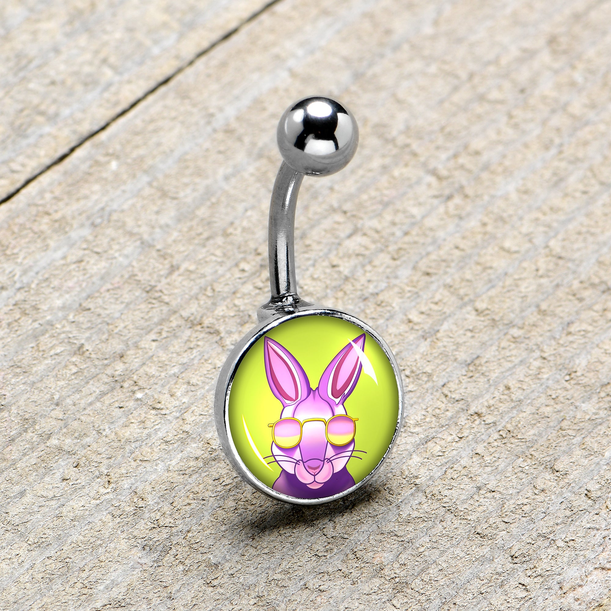 BodyCandy Cool Shades Bunny Belly Ring by Onyx O — size reference