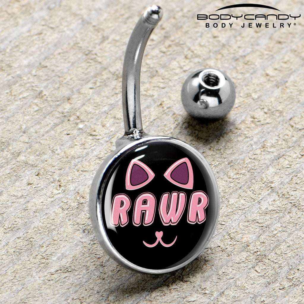 BodyCandy RAWR Kitty Cat Belly Ring by Onyx O — side view
