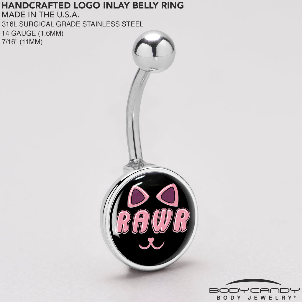 BodyCandy RAWR Kitty Cat Belly Ring by Onyx O — back view