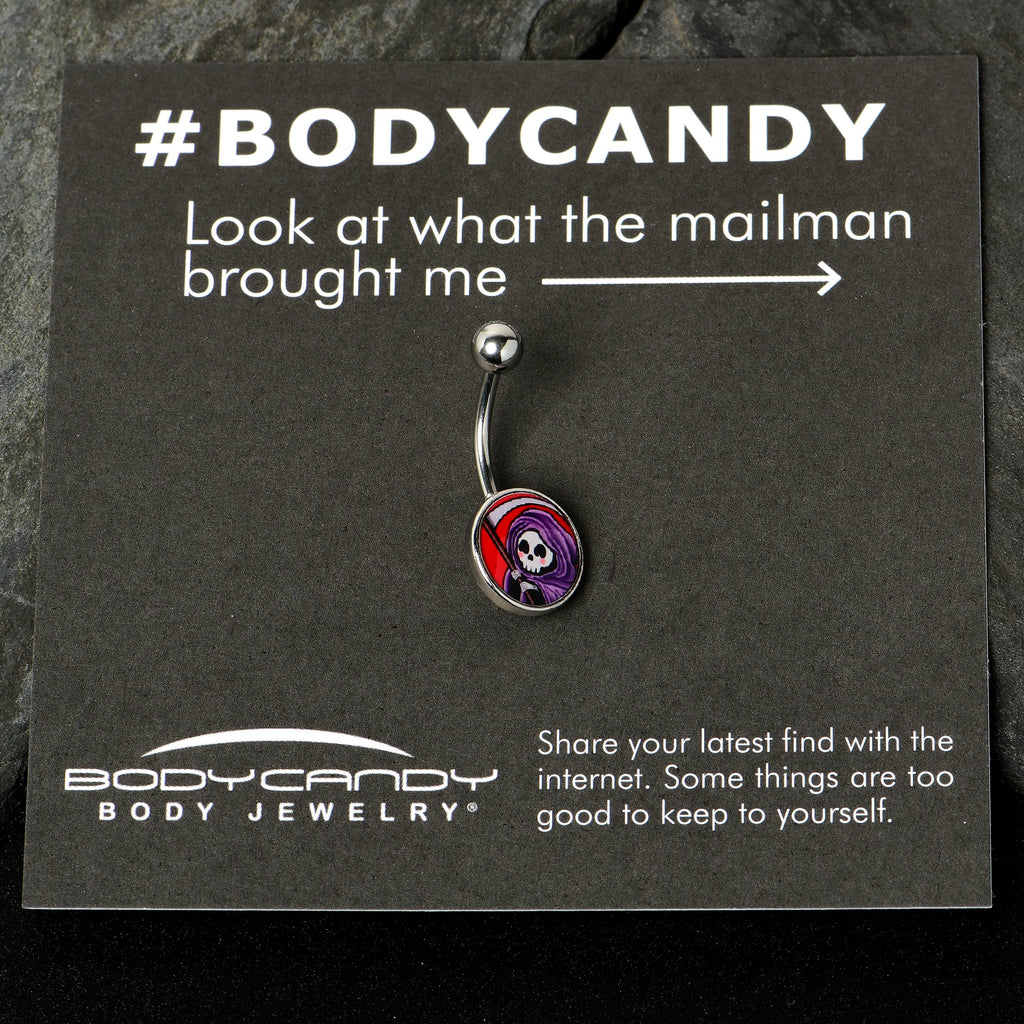 BodyCandy Grim Reaper Belly Ring by Onyx O — in-use photo