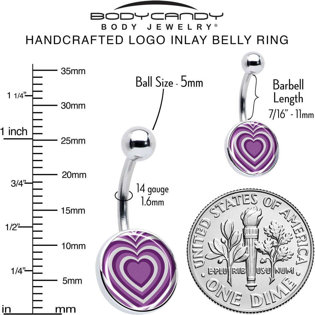 BodyCandy Purple Retro Heart Belly Ring by Onyx O — alternative angle
