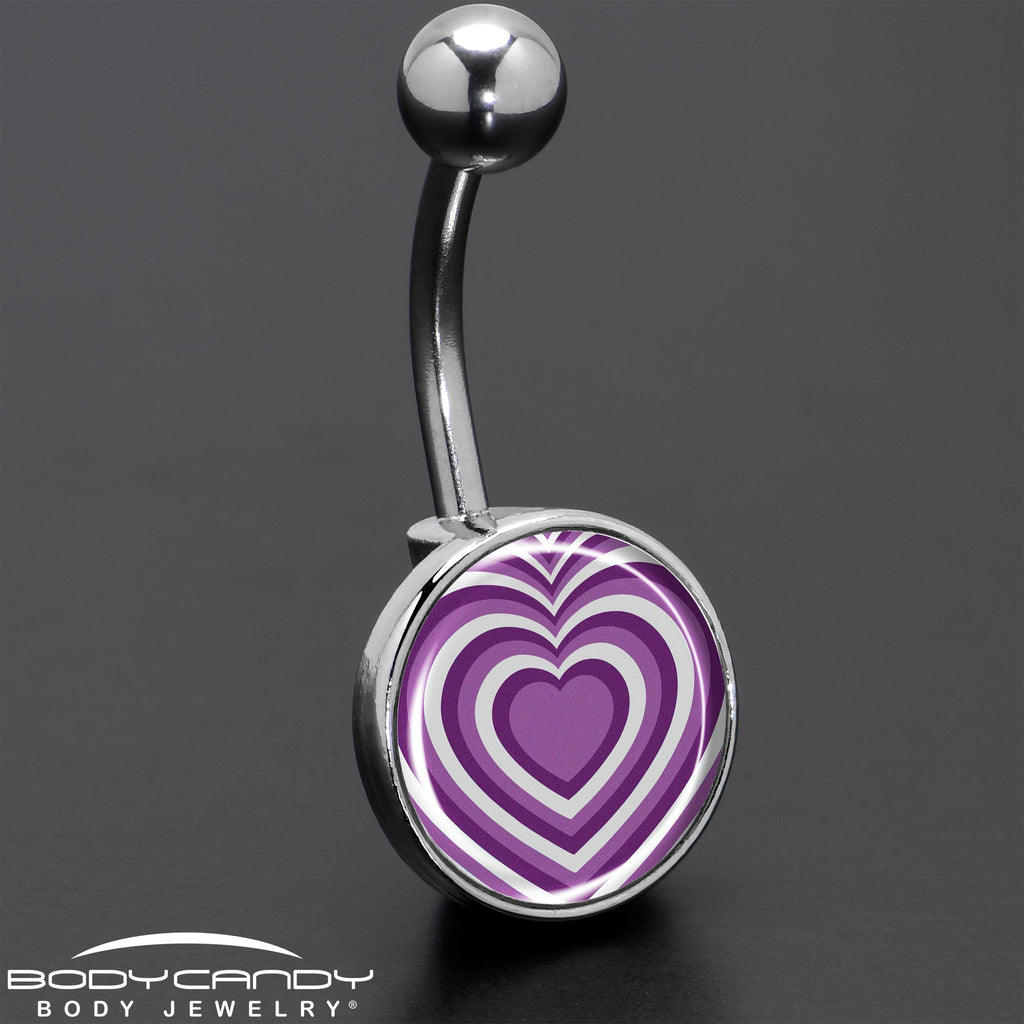 BodyCandy Purple Retro Heart Belly Ring by Onyx O — size reference