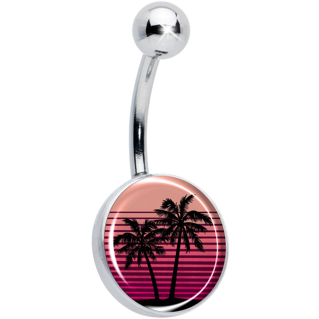 BodyCandy Palm Tree Retro Sunset Belly Ring by Onyx O — main product shot